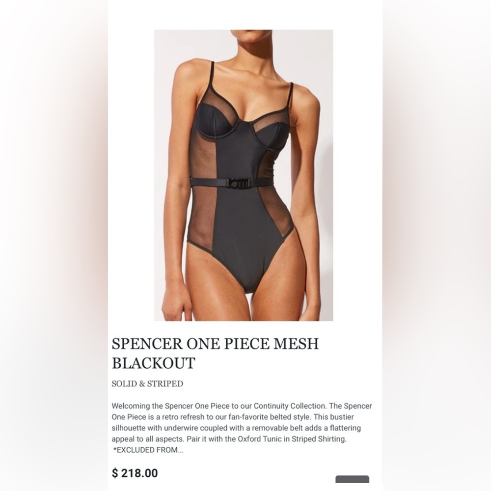 NWT SOLID & STRIPED Med Black The Spencer Blackout Sexy One Piece Swimsuit